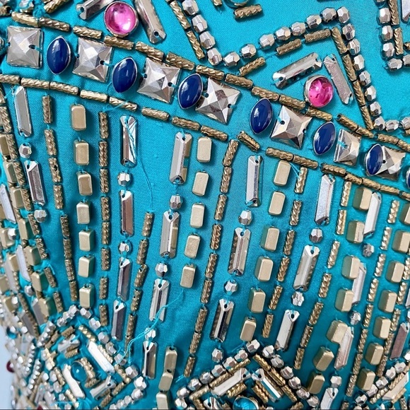 NWOT Mac Duggal Teal Beaded Strapless Long Gown Dress Formal Size 10 - Picture 11 of 16